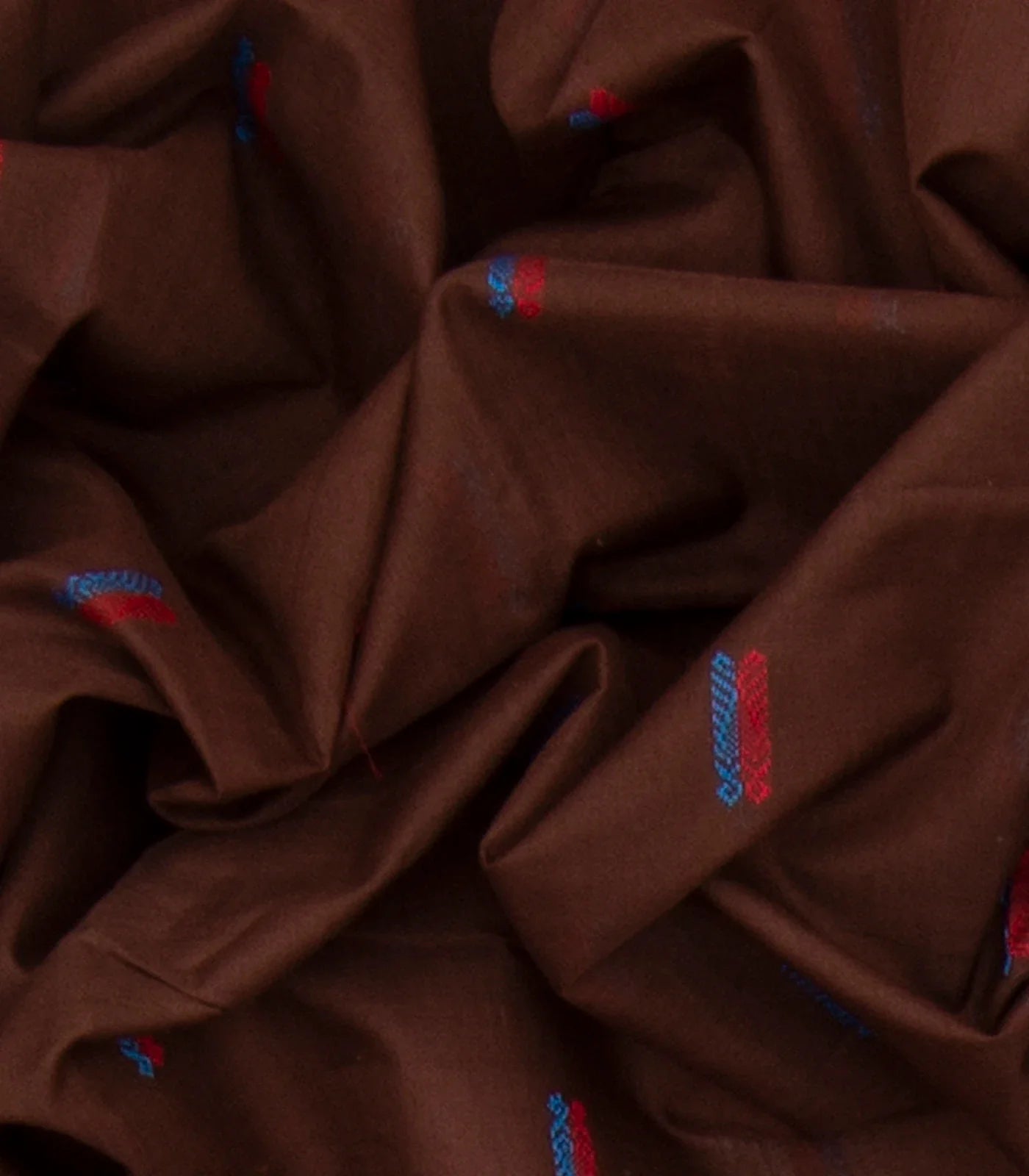 Brown Handloom Orissa Cotton Saree With Cyan  Temple Border-Brown