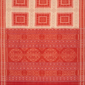 Sandal Handloom Orissa Cotton Saree With Ikat Motifs-Sandal