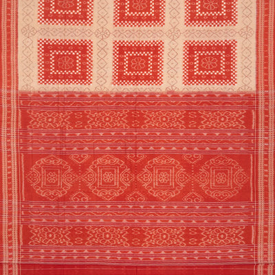Sandal Handloom Orissa Cotton Saree With Ikat Motifs-Sandal