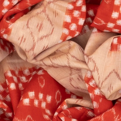 Sandal Handloom Orissa Cotton Saree With Ikat Motifs-Sandal