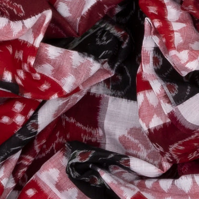 Maroon Handloom Orissa Cotton Saree With Ikat Annam Motifs-Maroon