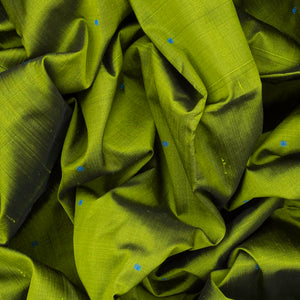 Leafy Green Handloom Orissa Ikat Silk Saree With Blue Border-Leaf Green