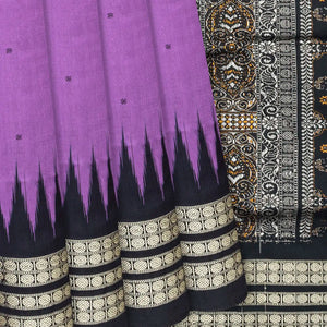Lavender Handloom Orissa Silk Saree With Black Border-Lavander