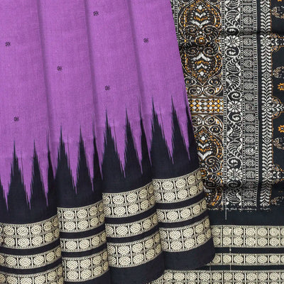 Lavender Handloom Orissa Silk Saree With Black Border-Lavander