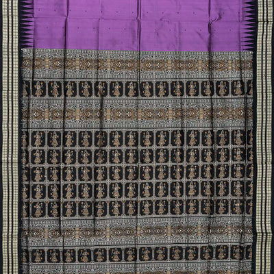 Lavender Handloom Orissa Silk Saree With Black Border-Lavander