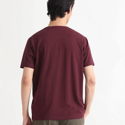 Rare Rabbit Men's Oval-1 Maroon Crew Neck Half Sleeves Regular Fit Twill HD Logo Print T-Shirt