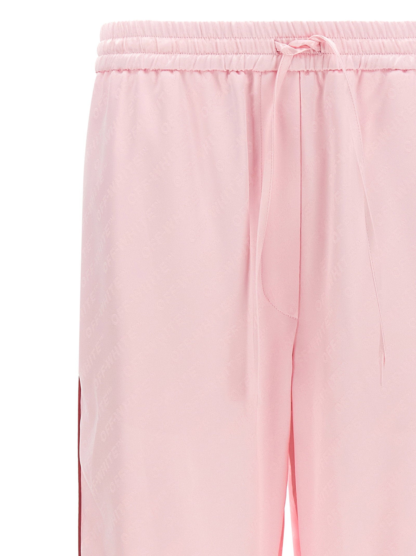 Off White Jacquard Satin Pajama Pants