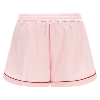 Off White Jacquard Satin Pajama Shorts