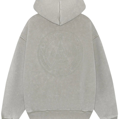 MAGIRI Embroidered Acid Washed Oatmeal Hoodie