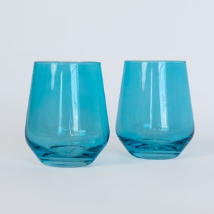 Estelle Colored Wine Stemless - Set of 2 {Ocean Blue}