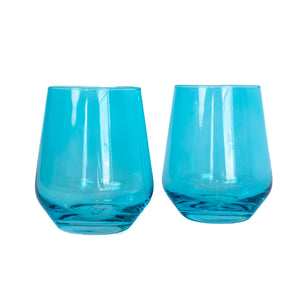 Estelle Colored Wine Stemless - Set of 2 {Ocean Blue}
