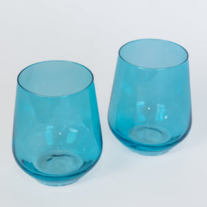 Estelle Colored Wine Stemless - Set of 2 {Ocean Blue}