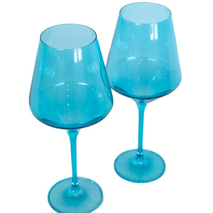 Estelle Colored Wine Stemware - Set of 2 {Ocean Blue}