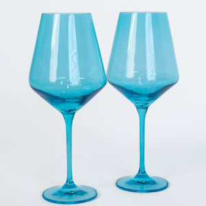 Estelle Colored Wine Stemware - Set of 2 {Ocean Blue}