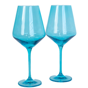 Estelle Colored Wine Stemware - Set of 2 {Ocean Blue}