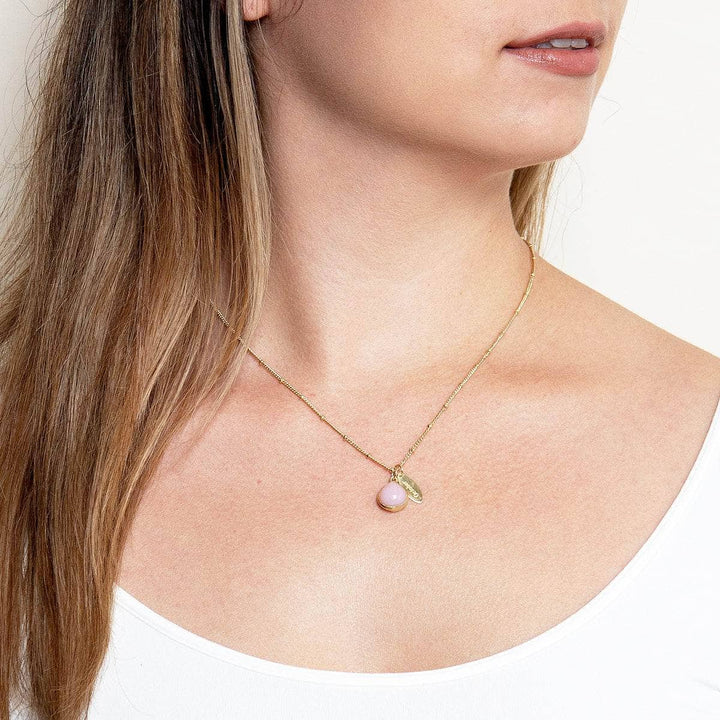 October Pink Opal Birthstone Necklace