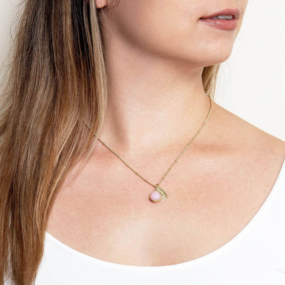 October Pink Opal Birthstone Necklace