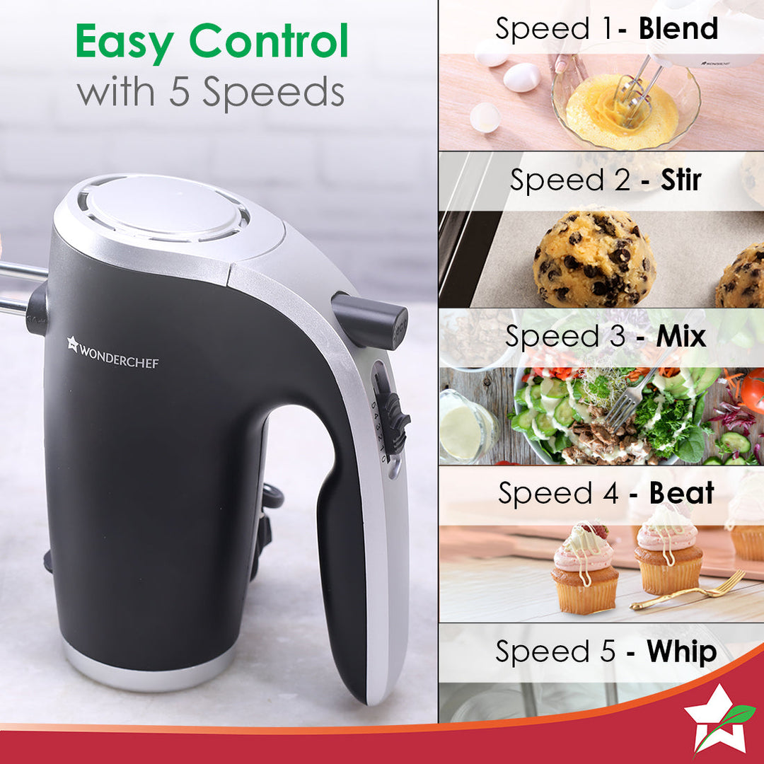 Wonderchef Renewed Onyx 5 Speed Electric Hand Mixer |