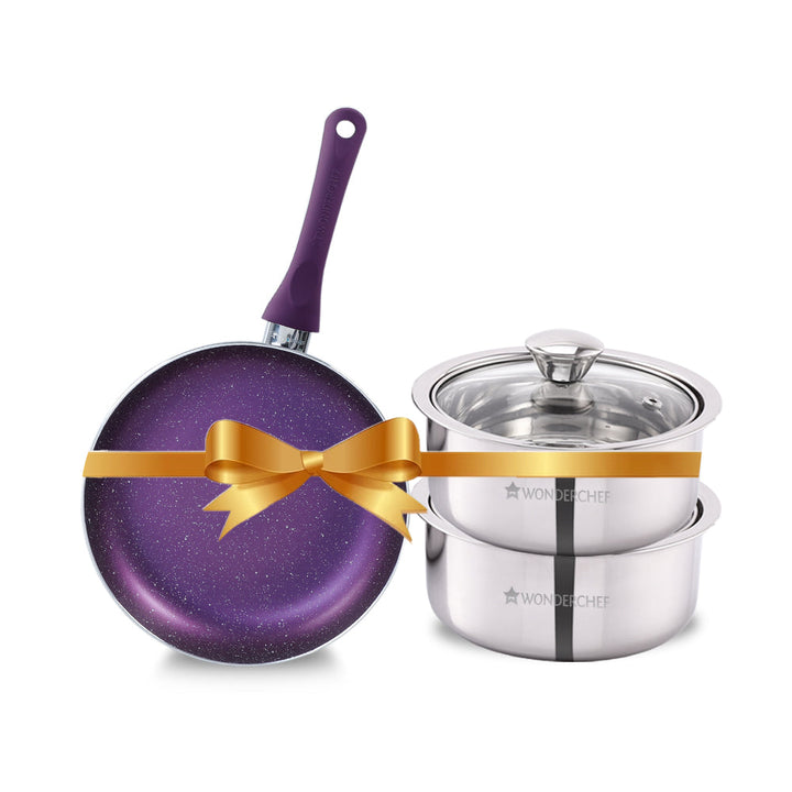 Orchid Fry Pan 24cm + Austin Serving Casserole Set of 2,.