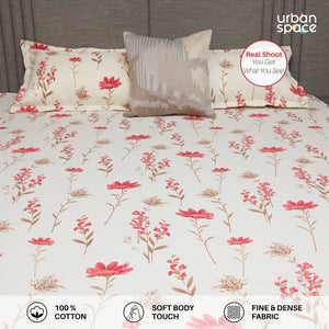 Fitted King Size Cotton Bedsheet - Orchid Blooms - Pink