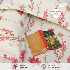 Fitted King Size Cotton Bedsheet - Orchid Blooms - Pink