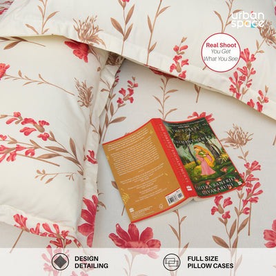 Fitted King Size Cotton Bedsheet - Orchid Blooms - Pink