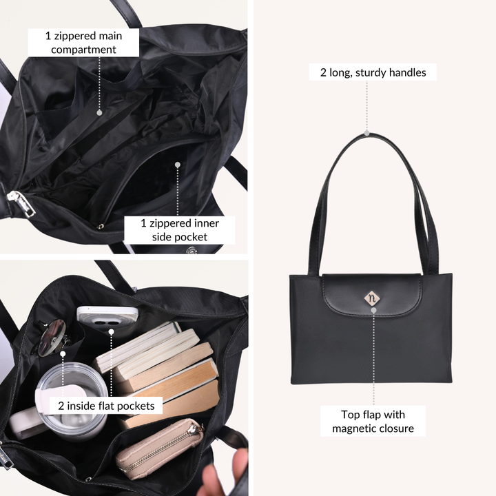 Origami Sleek Black Tote Bag For Women