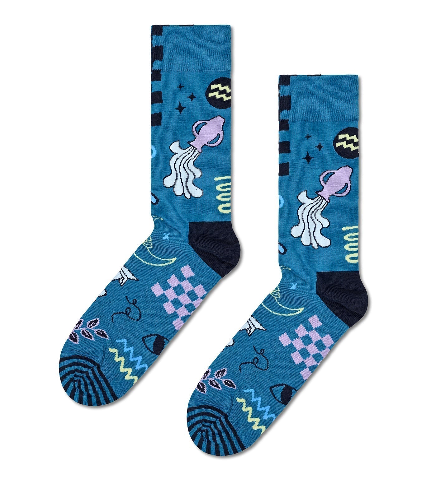 Happy Socks Unisex Aquarius Crew Length Socks for Women and Men