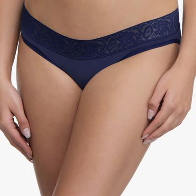 Ultimo Bikini with Lace Trim panty Pack (Pack of 3) - Inky Blue-Sandalwood-Black