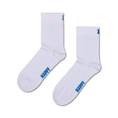 Happy Socks Unisex White Solid Color Crew Length Socks for Women and Men