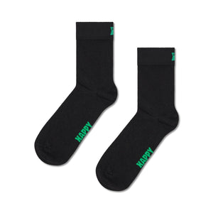 Happy Socks Unisex Black Solid Color Crew Length Socks for Women and Men