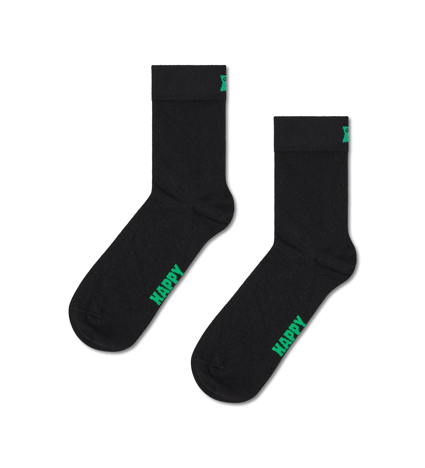 Happy Socks Unisex Black Solid Color Crew Length Socks for Women and Men