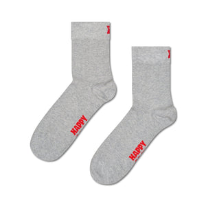 Happy Socks Unisex Grey Solid Color Crew Length Socks for Women and Men