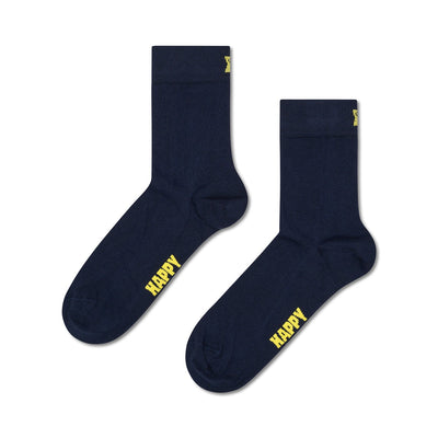Happy Socks Unisex Navy Blue Solid Color Crew Length Socks for Women and Men