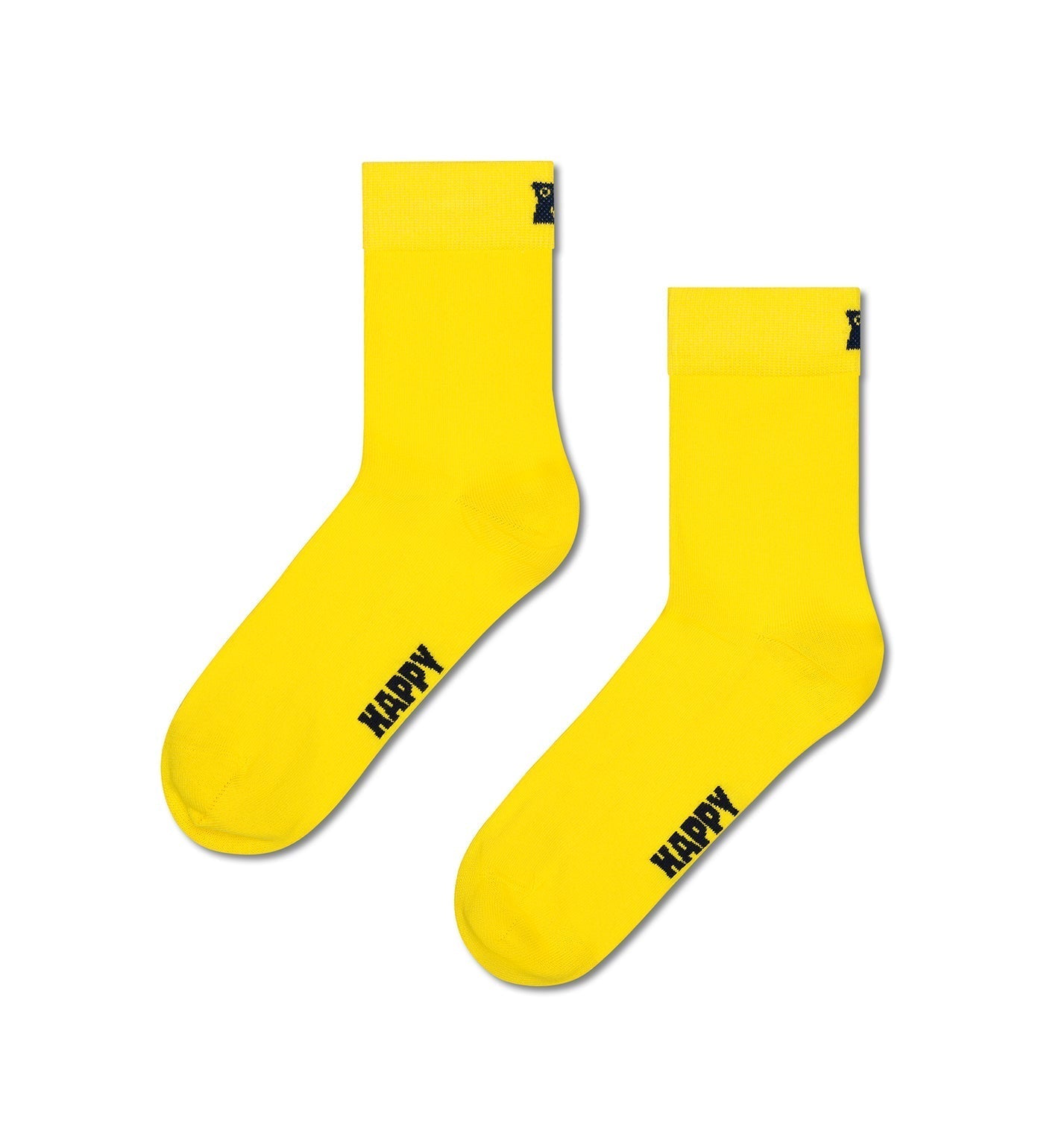 Happy Socks Unisex Yellow Solid Color Crew Length Socks for Women and Men