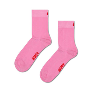 Happy Socks Unisex Pink Solid Color Crew Length Socks for Women and Men