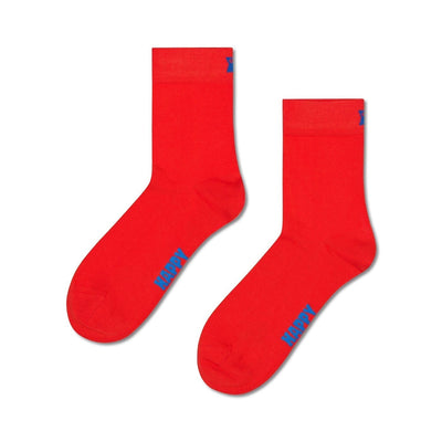 Happy Socks Unisex Red Solid Color Crew Length Socks for Women and Men