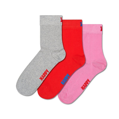 Happy Socks Unisex Multicolor 3-Pack Solid Crew Length Socks for Women and Men