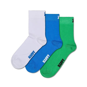Happy Socks Unisex Multicolored 3-Pack Solid Crew Length Socks for Women and Men