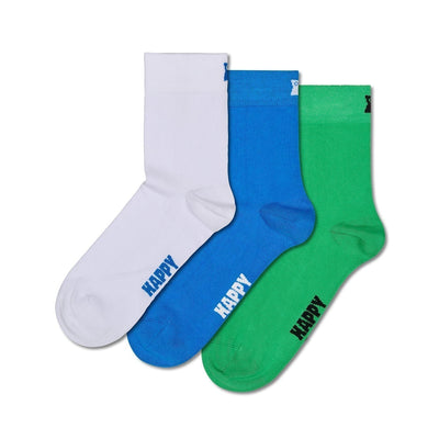 Happy Socks Unisex Multicolored 3-Pack Solid Crew Length Socks for Women and Men