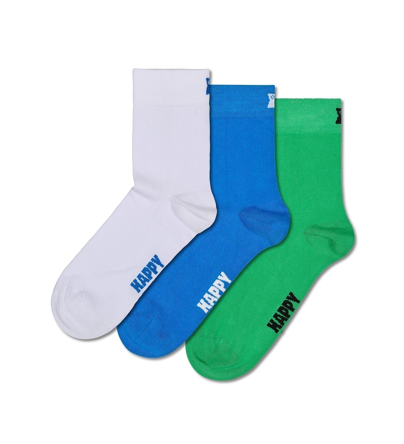 Happy Socks Unisex Multicolored 3-Pack Solid Crew Length Socks for Women and Men
