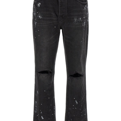 Purple P011 Knee Slit Paint Jeans