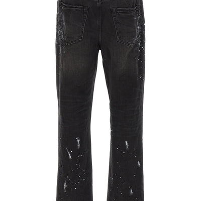 Purple P011 Knee Slit Paint Jeans