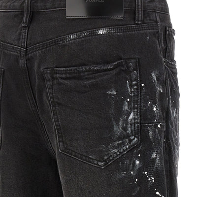 Purple P011 Knee Slit Paint Jeans