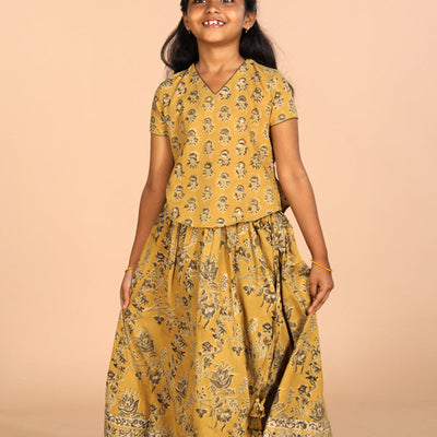 Cotton Kalamkari girls skirt & top set