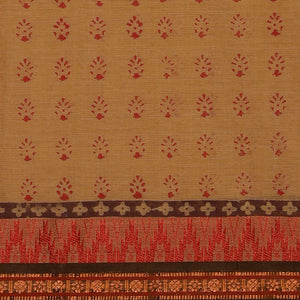 Hand block printed cotton saree