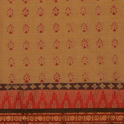 Hand block printed cotton saree