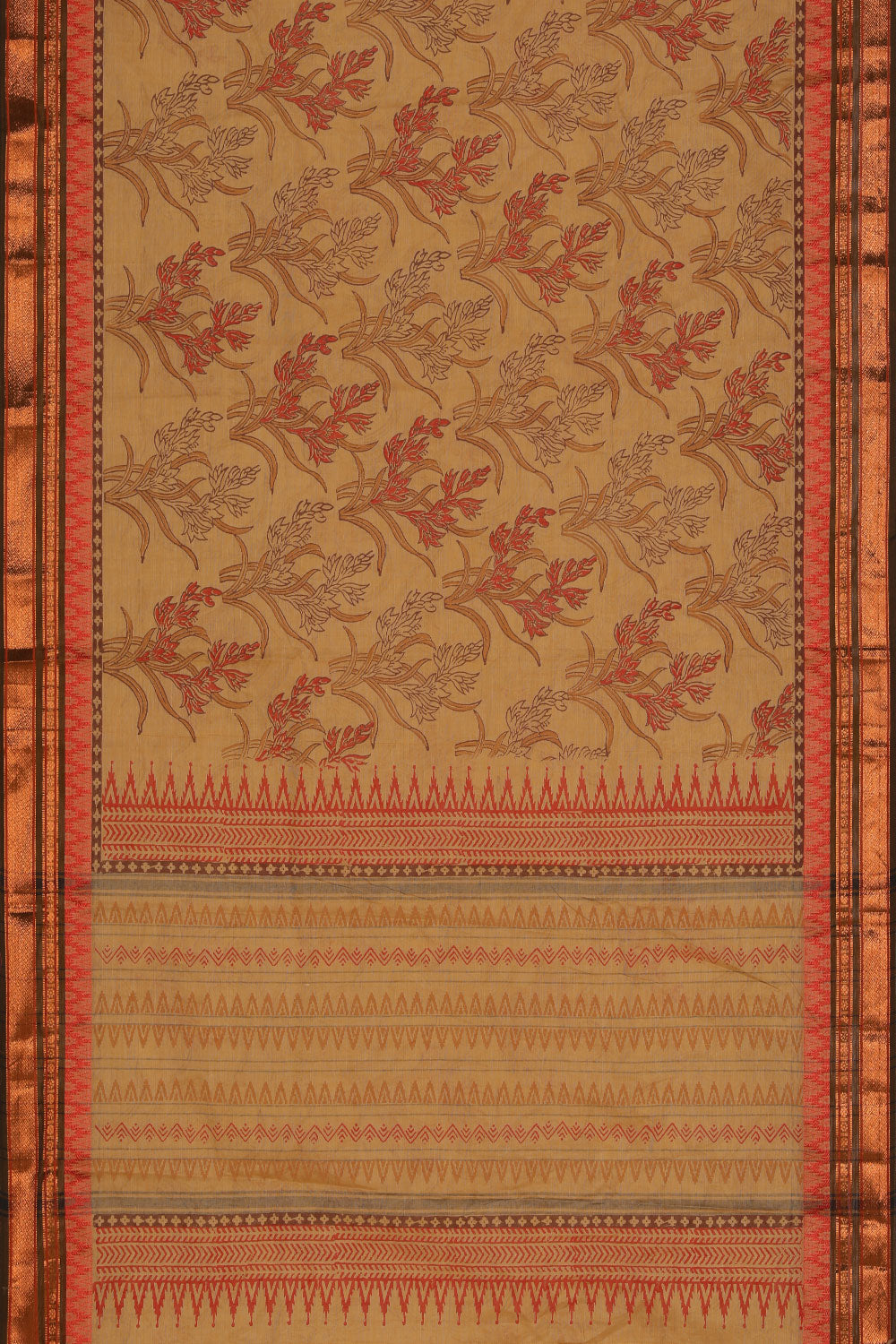 Hand block printed cotton saree