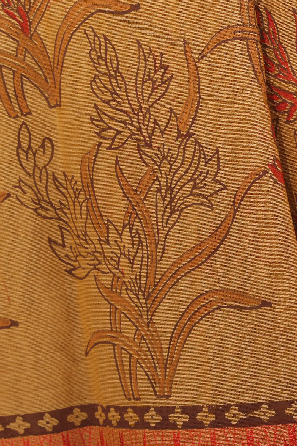 Hand block printed cotton saree