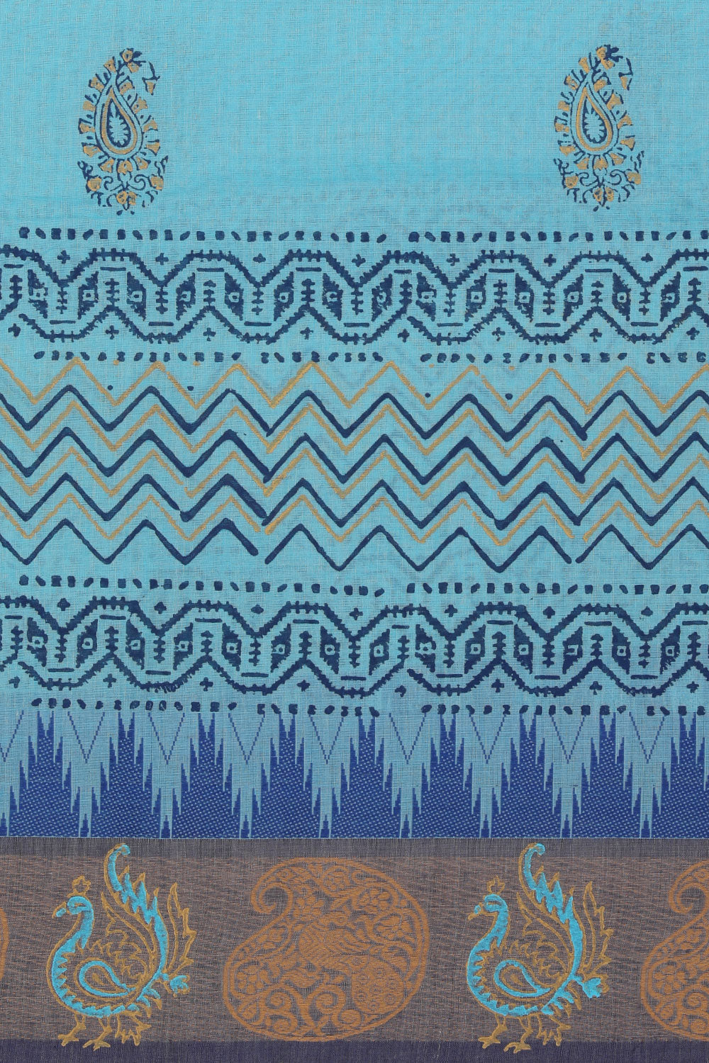 Hand block printed cotton saree